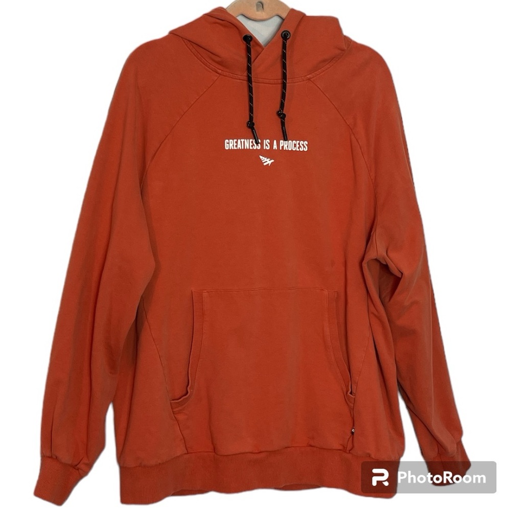 Paper Plane “Greatness Is A Process” Orange Pullover Hoodie Size XL